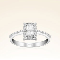 0,42 Karat Kolu Taşlı Baget Pırlanta Yüzük - 1