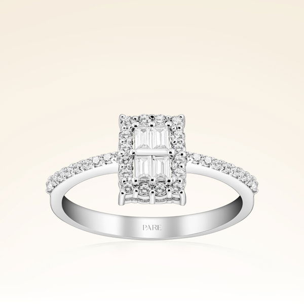 0,42 Karat Kolu Taşlı Baget Pırlanta Yüzük - Pare Pırlanta