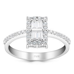 0,42 Karat Kolu Taşlı Baget Pırlanta Yüzük - PR00064 - 1