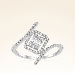 0,42 Karat Kolu Taşlı Pırlanta Yüzük - 1