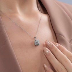 0,43 Karat Baget Pırlanta Kolye - 3