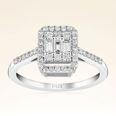 0,43 Karat Kolu Taşlı Baget Pırlanta Yüzük - Pare Pırlanta