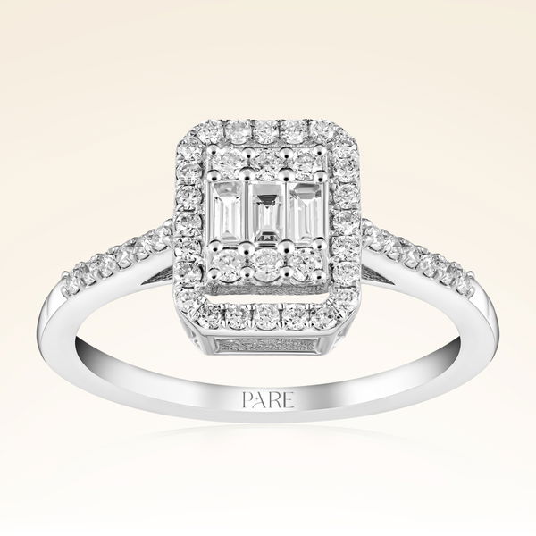 0,43 Karat Kolu Taşlı Baget Pırlanta Yüzük - Pare Pırlanta