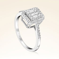 0,43 Karat Kolu Taşlı Baget Pırlanta Yüzük - 2