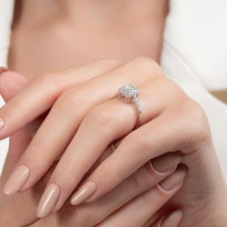 0,43 Karat Kolu Taşlı Baget Pırlanta Yüzük - 6