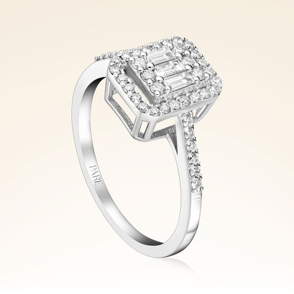 0,43 Karat Kolu Taşlı Baget Pırlanta Yüzük - Pare Pırlanta