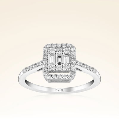 0,43 Karat Kolu Taşlı Baget Pırlanta Yüzük - Pare Pırlanta