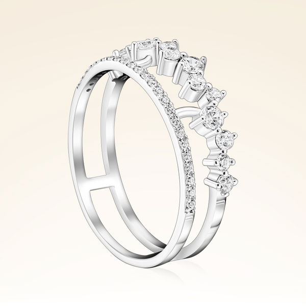 0,44 Karat Pırlanta İki Sıralı Yüzük - Pare Pırlanta