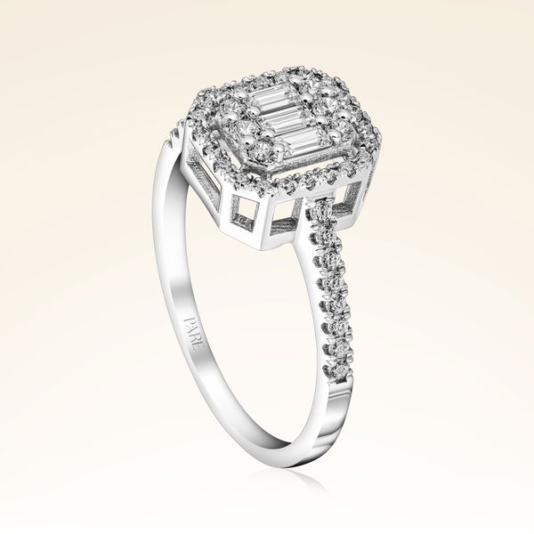 0,44 Karat Kolu Taşlı Baget Pırlanta Yüzük - Pare Pırlanta