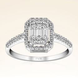0,44 Karat Kolu Taşlı Baget Pırlanta Yüzük - PR00658 - 1