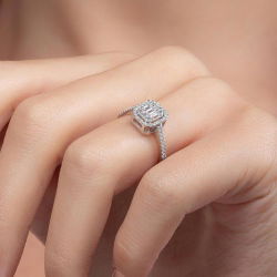0,44 Karat Kolu Taşlı Baget Pırlanta Yüzük - PR00658 - 7
