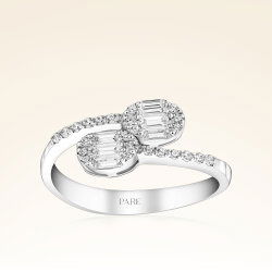 0,44 Karat Kolu Taşlı Baget Pırlanta Yüzük - 1