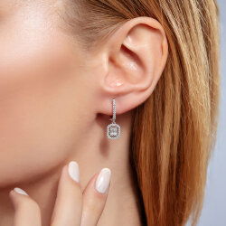 0,45 Karat Baget Pırlanta Küpe - 2