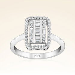 0,45 Karat Baget Pırlanta Yüzük - 1