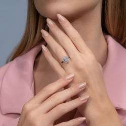 0,45 Karat Baget Pırlanta Yüzük - PR00608 - 4