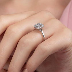 0,45 Karat Baget Pırlanta Yüzük - PR00608 - 7