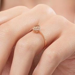 0,45 Karat Morganit Pırlanta Yüzük - 6