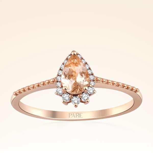 0,45 Karat Morganit Pırlanta Yüzük - Pare Pırlanta