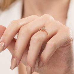 0,45 Karat Morganit Pırlanta Yüzük - 5