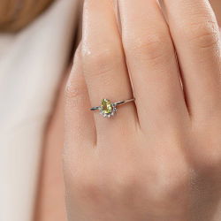 0,45 Karat Peridot Pırlanta Yüzük - PR01130 - 4