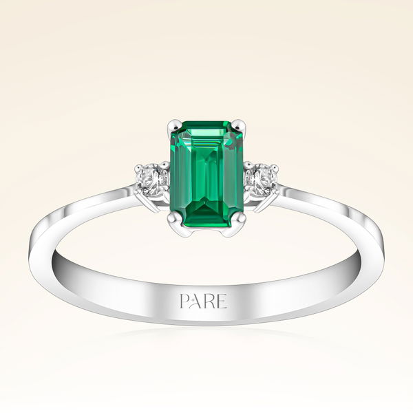0,45 Karat Pırlanta Zümrüt Yüzük - Pare Pırlanta