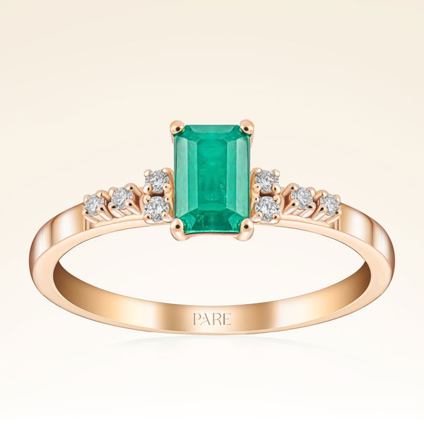 0,45 Karat Pırlanta Zümrüt Yüzük - Pare Pırlanta