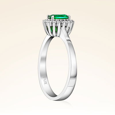 0,45 Karat Pırlantalı Zümrüt Yüzük - Pare Pırlanta