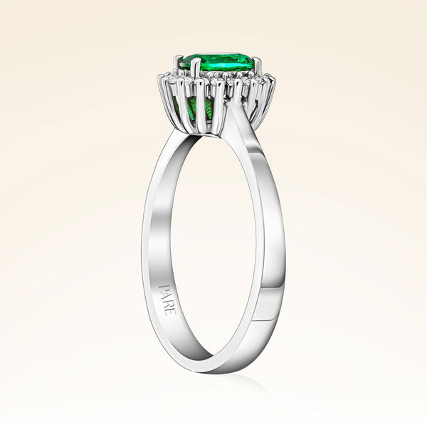 0,45 Karat Pırlantalı Zümrüt Yüzük - Pare Pırlanta