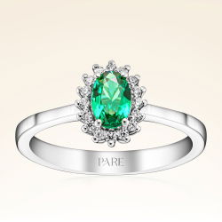 0,45 Karat Pırlantalı Zümrüt Yüzük - PR00162 - 1