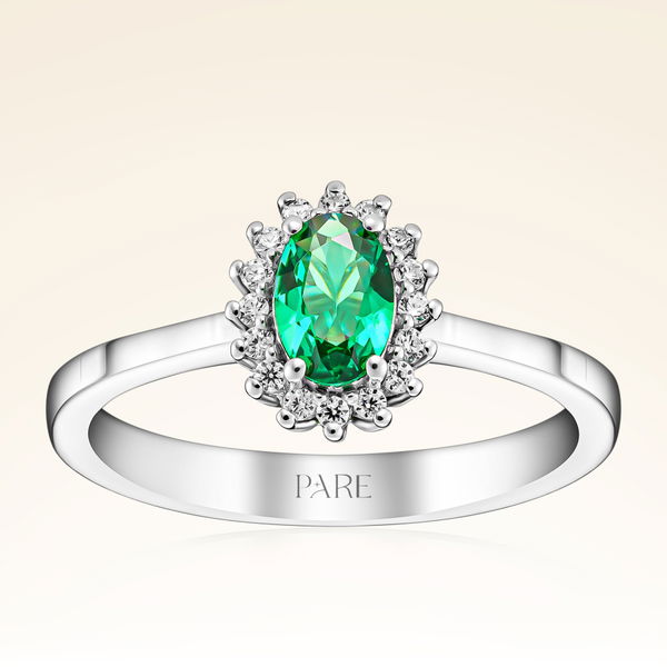 0,45 Karat Pırlantalı Zümrüt Yüzük - Pare Pırlanta