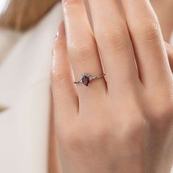 0,45 Karat Rhodolite Pırlanta Yüzük - PR01131 - 4