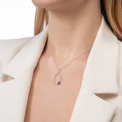 0,45 Karat Safir Pırlanta Kolye - PR01013 - 3