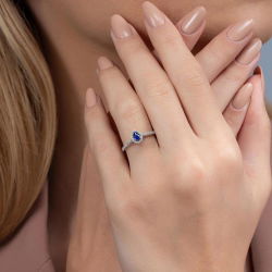 0,45 Karat Safir Pırlanta Yüzük - PR00642 - 4