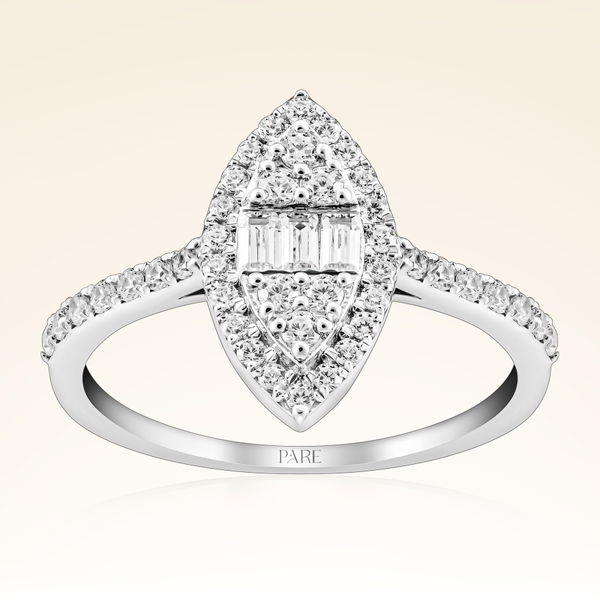 0,46 Karat Kolu Taşlı Baget Pırlanta Yüzük - Pare Pırlanta