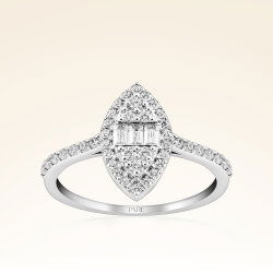 0,46 Karat Kolu Taşlı Baget Pırlanta Yüzük - 1