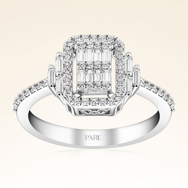 0,46 Karat Kolu Taşlı Baget Pırlanta Yüzük - Pare Pırlanta