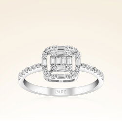 0,46 Karat Kolu Taşlı Baget Pırlanta Yüzük - 1