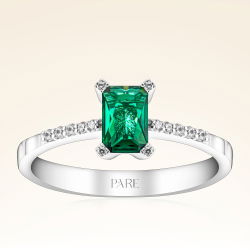 0,47 Karat Pırlanta Zümrüt Yüzük - 1