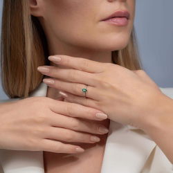 0,47 Karat Pırlanta Zümrüt Yüzük - 3