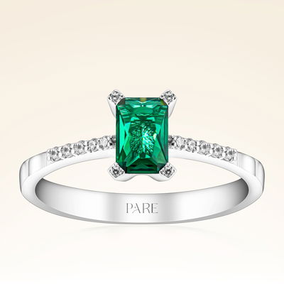 0,47 Karat Pırlanta Zümrüt Yüzük - Pare Pırlanta