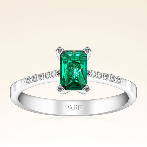 0,47 Karat Pırlanta Zümrüt Yüzük - Pare Pırlanta