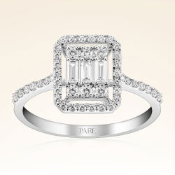 0,48 Karat Kolu Taşlı Baget Pırlanta Yüzük - PR00035 - 1