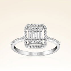 0,48 Karat Kolu Taşlı Baget Pırlanta Yüzük - 1