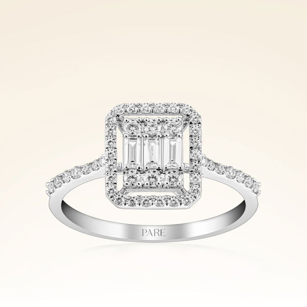 0,48 Karat Kolu Taşlı Baget Pırlanta Yüzük - Pare Pırlanta