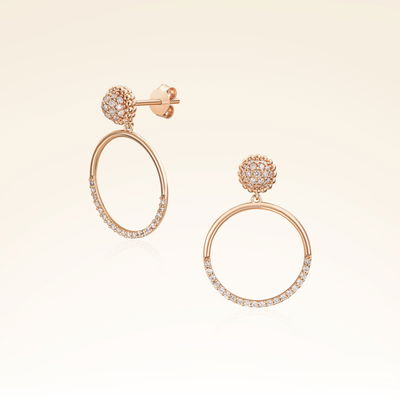 0,48 Karat Pırlantalı Rose Halka Küpe - Pare Pırlanta