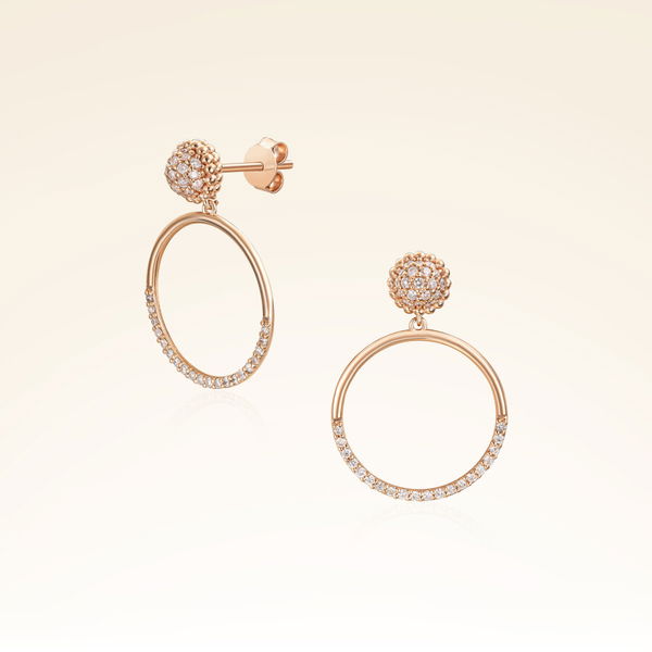 0,48 Karat Pırlantalı Rose Halka Küpe - Pare Pırlanta