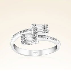 0,49 Karat kolu Taşlı Baget Pırlanta Yüzük - 1