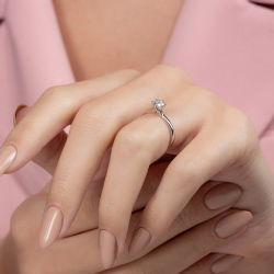 G Renk 0,50 Karat HRD Sertifikalı Tektaş Pırlanta Yüzük - PR00243-H40 - 6