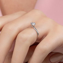 G Renk 0,50 Karat HRD Sertifikalı Tektaş Pırlanta Yüzük - 7