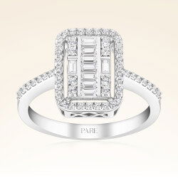 0,50 Karat Kolu Taşlı Baget Pırlanta Yüzük - 1